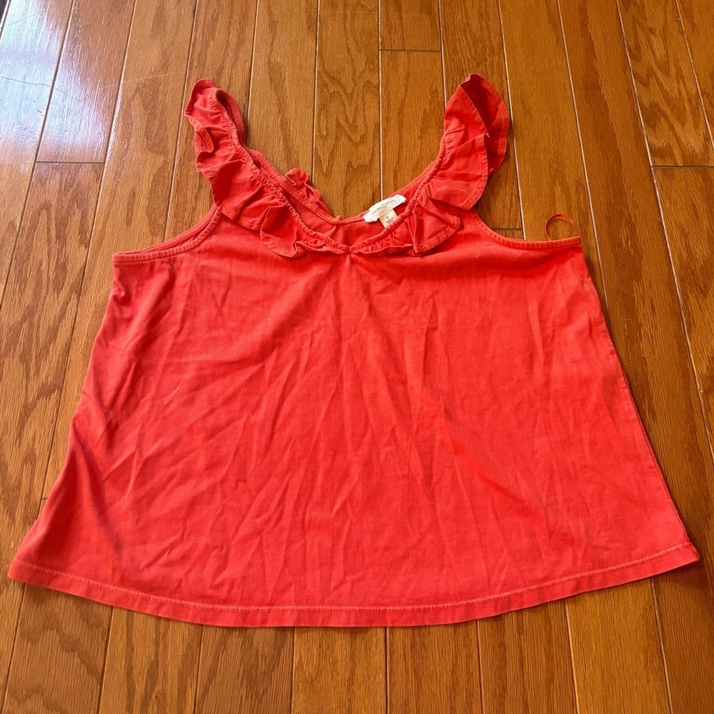 Treasure & Bond Orange Ruffle Strap Tank Top Women’s Size Medium NWT